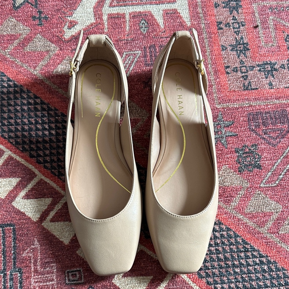 Cole Haan Women's Beige Square-Toe Flats